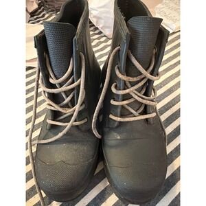 Hunter Original Black Lace Up Rain Boots Womens Size 7 Matte Rubber Ankle Boot